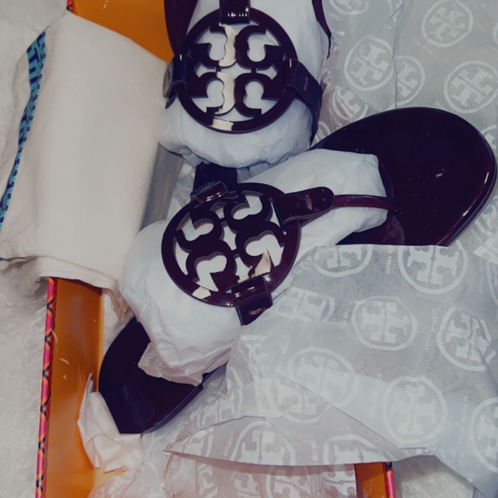 Tory Burch miller sandals Bordeaux patent leather